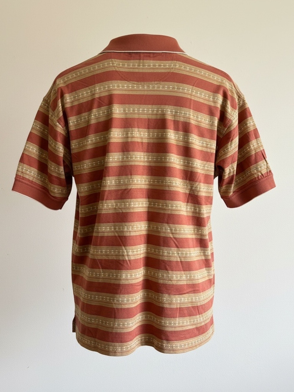 Greg Norman Striped Polo in Rust and Beige - Picture 2 of 5